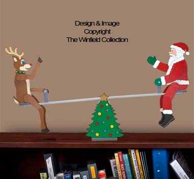 Tabletop Teetering Santa & Reindeer Pattern - The Winfield Collection