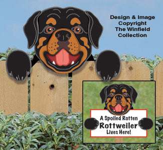 Rottweiler Fence Peeker/Spoiled Sign - The Winfield Collection