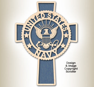 Navy Honor & Faith Wall Cross Design Pattern - The Winfield Collection