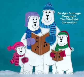 Caroling Polar Bear Family Wood Pattern(F)