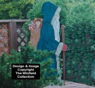 Old Santa with Walking Staff Wood Pattern