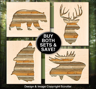 Wildlife Pallet Wood Silhouette Wall Art Combo (8704 & 8705SC) - The Winfield Collection