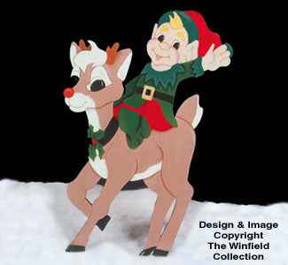 Elf Riding Reindeer Woodcraft Pattern