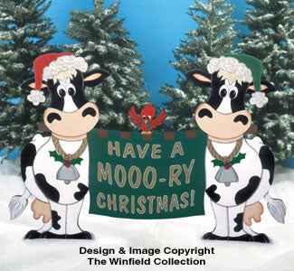 Mooo-ry Christmas Sign Wood Pattern