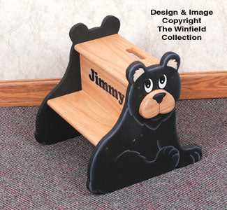 Black Bear Step Stool Wood Pattern - The Winfield Collection