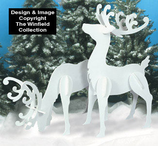 Large White Reindeer Wood Patterns - The Winfield Collection