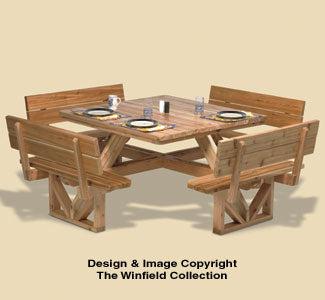 Square Picnic Table Woodworking Pattern - The Winfield Collection