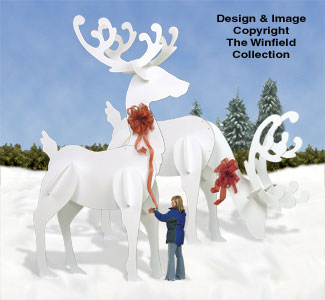 GINORMAS White Reindeer Pattern Set (W1448CY & W1461CY) - The Winfield Collection