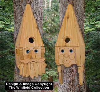 Cedar Gnome Couple Birdhouse Patterns - The Winfield Collection