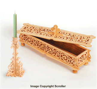 Tudor Hat Pin Box & Matching Candlestick Designs Pattern - The Winfield Collection