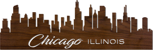 Lighted Cityscape Silhouette Wall Art Pattern-Chicago