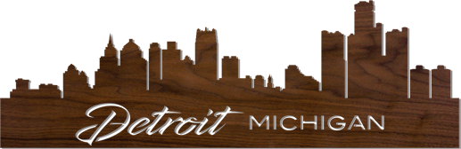 Lighted Cityscape Silhouette Wall Art Pattern-Detroit