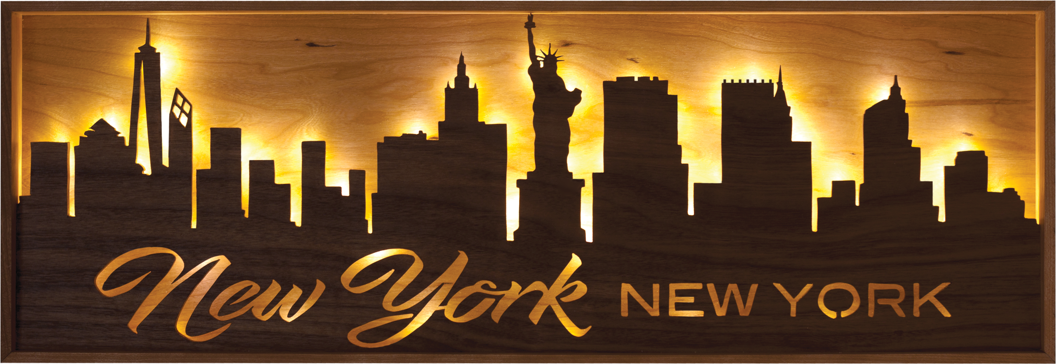 Lighted Cityscape Silhouette Wall Art Pattern-New York