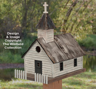 Rustic Church Birdhouse #2 Wood Plan - The Winfield Collection