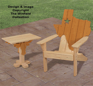 Adirondack Texas Chair & Longhorn Side Table Plans (W2091 & 2092) - The Winfield Collection