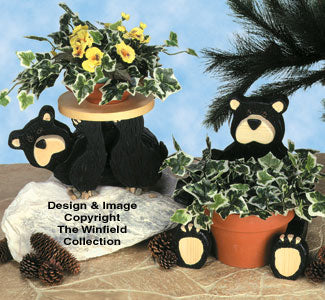 Black Bear Planters Wood Pattern - The Winfield Collection