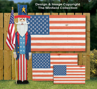Pallet Wood Flags & Uncle Sam Pattern Set (W1851 & 1860) - The Winfield Collection