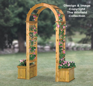 Arched Trellis W/Planters Wood Plans - The Winfield Collection