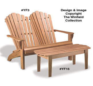 Adirondack Loveseat & Coffee Table Wood Plan (YF3 & 15) - The Winfield Collection