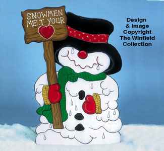Heart Melting Snowman Wood Pattern