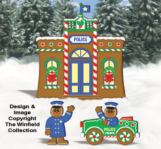 Gingerbread Police Station Woodcraft Pattern - The Winfield Collection