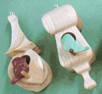 Compound Cut Birdhouse and Bird Ornaments Pattern
