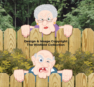 Grumpy Fence Peekers Wood Pattern