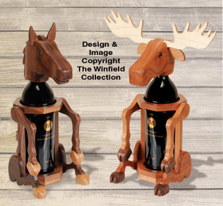 Weinflaschenhalter-Musterset mit Elch und Pferd