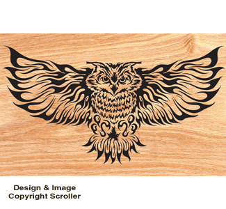 Blazing Owl Scrolled Art Pattern