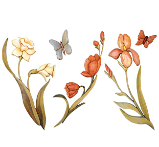 Intarsien-Blumenmuster-Set Nr. 1
