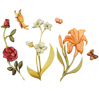 Intarsia Floral Pattern Set #3