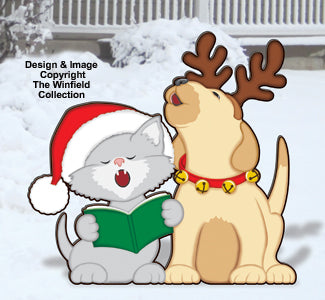 Caroling Kitten and Puppy Color Poster