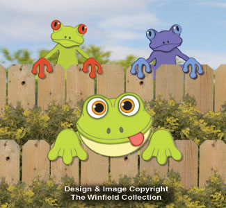 Frog Fence Peekers Wood Pattern
