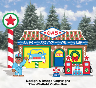 Gingerbread Gas Station Woodcraft Pattern - The Winfield Collection
