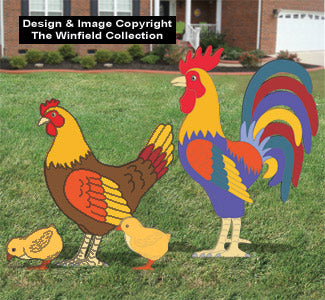 Giant Rooster, Hen & Chicks Pattern Set (W1984 & 2115) - The Winfield Collection