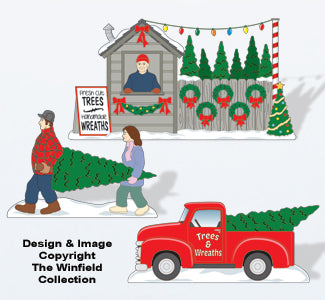 Christmas Village Tree Lot Color Poster