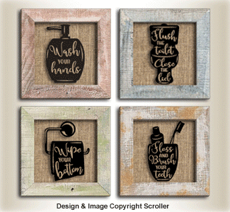 Raised Bathroom Silhouette Wall Art Pattern - Downloadable - The Winfield Collection