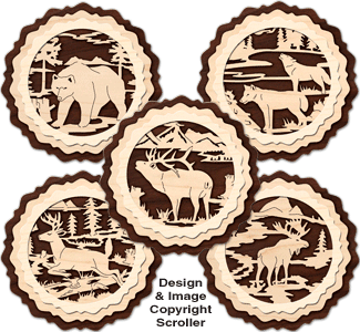 Layered Wildlife Coaster Pattern Set #1