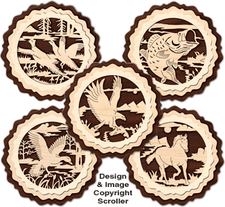 Layered Wildlife Coaster Pattern Set #2