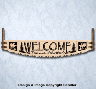 Woods Welcome Crosscut Saw Wall Art Pattern
