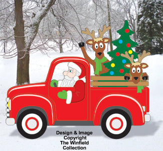 Santa & Friends Red Truck Color Poster