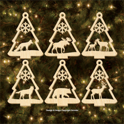 Wildtier-Kiefernbaum-Ornament-Set