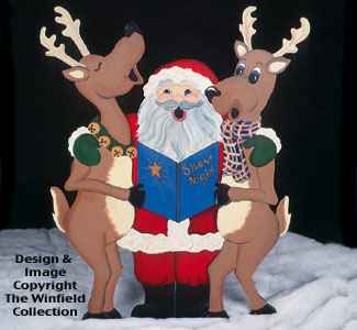 Caroling Santa & Reindeer Wood Pattern(F)