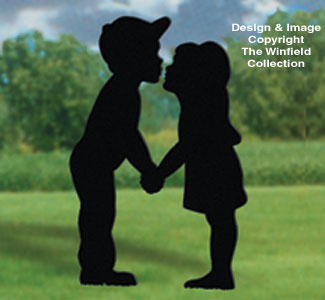 Kissing Kids Yard Shadow Wood Pattern