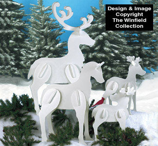 Standing Reindeer Family Wood Pattern