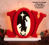 Indoor Glowing Joy Nativity Wood Pattern