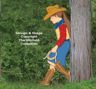 Realistic Leaning Cowgirl Kid Pattern - The Winfield Collection