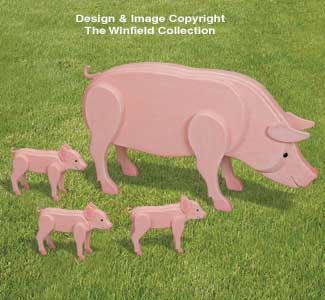 3D Life-Size Pig Family Wood Pattern - The Winfield Collection