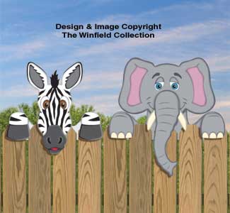 Zebra & Elephant Fence Peekers Wood Pattern