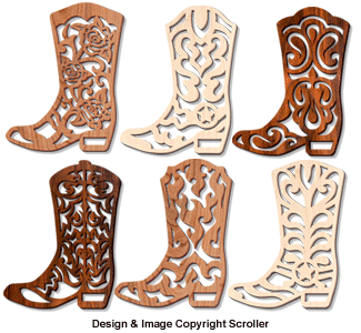 Cowboy Boot Wall Art Designs Scroll Saw Pattern - Downloadable